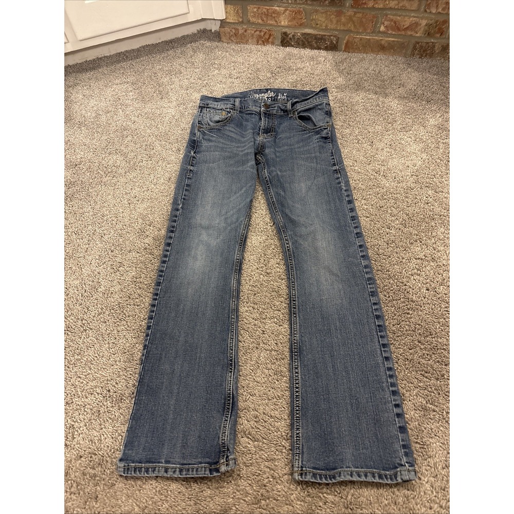 Wrangler Jeans Mens 30x32 Blue Retro Slim Fit Straight Boot Western Cowboy Wear